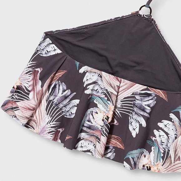 NWT BCBGMAXAZRIA High Neck Ruffle Halter Bra Bikini Swimsuit Top Floral print - Picture 3 of 5